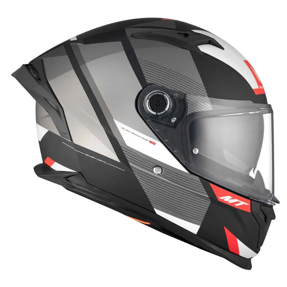 MT Helmets Braker SV Chento B0 Capacete Integral Cinza/Preto Fosco