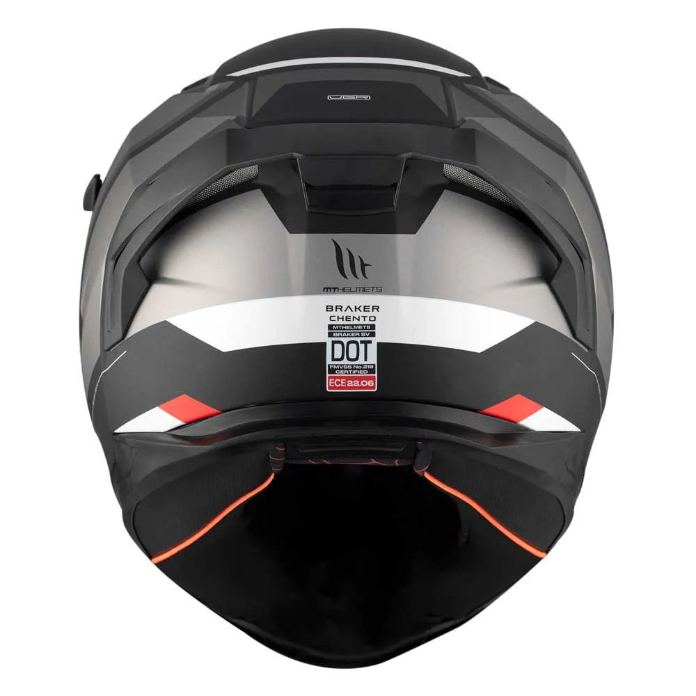 MT Helmets Braker SV Chento B0 Capacete Integral Cinza/Preto Fosco