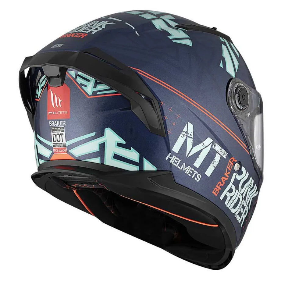 MT Capacetes FF128SV Braker SV Punkrider Capacete - Azul