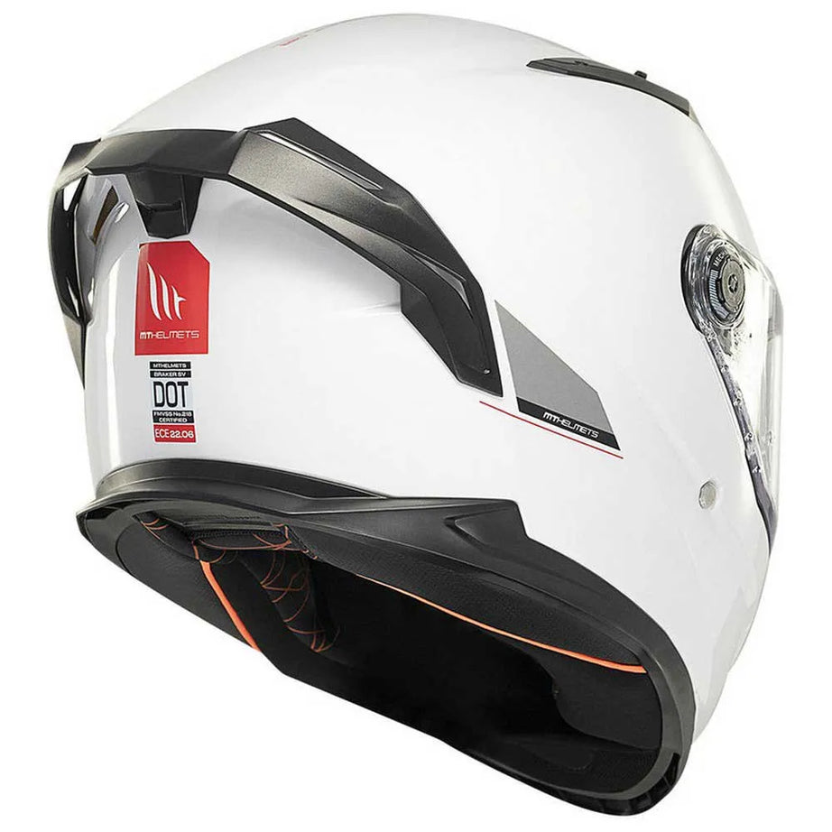Capacete Integral Braker SV Solid A0 MT Helmets - Branco Pérola Brilhante