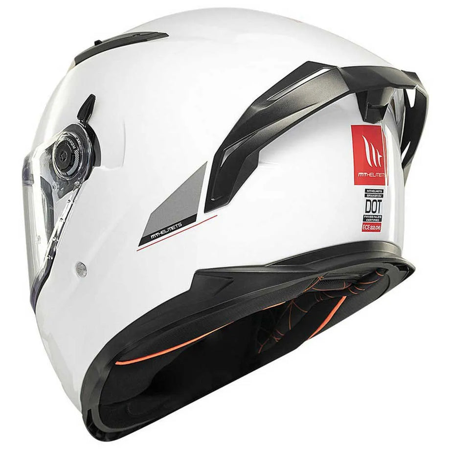 Capacete Integral Braker SV Solid A0 MT Helmets - Branco Pérola Brilhante