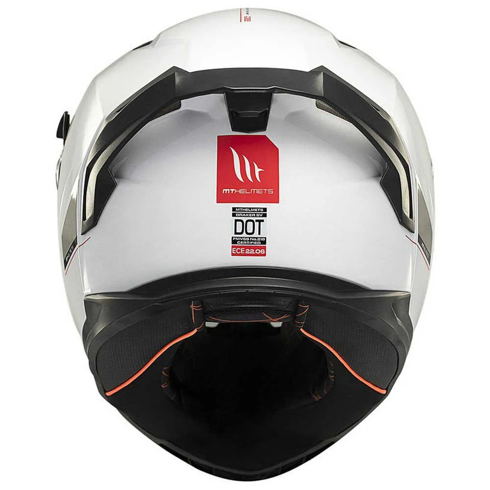 Capacete Integral Braker SV Solid A0 MT Helmets - Branco Pérola Brilhante