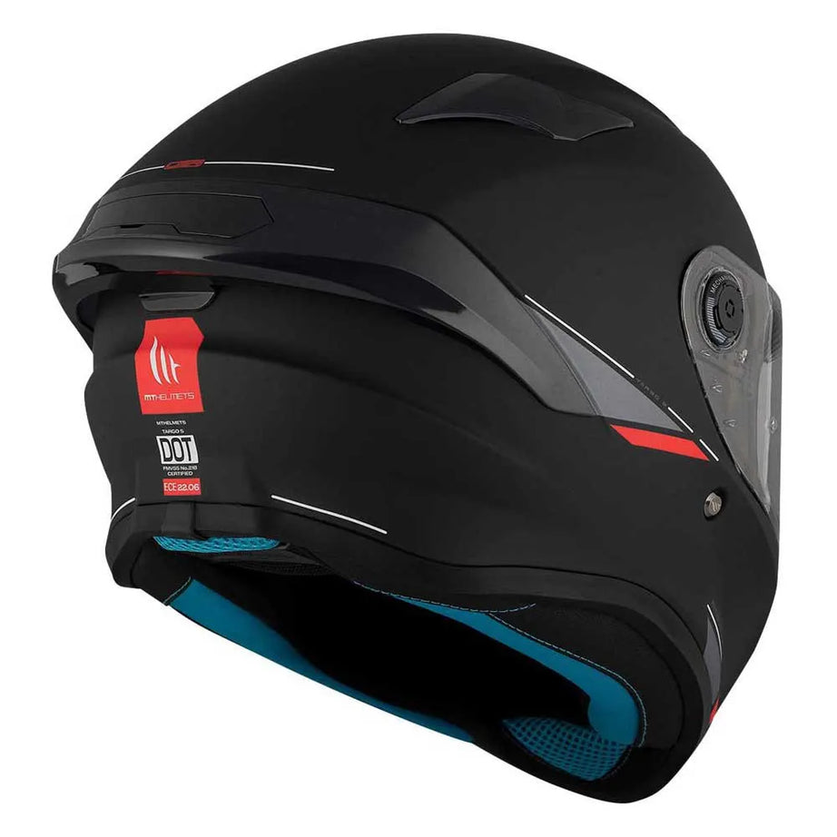 MT Helmets Capacete Integral Targo S Solid A1 Preto Fosco