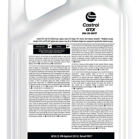 OLEO MOTOR CASTROL GTX 5W30 RN17 (5L)