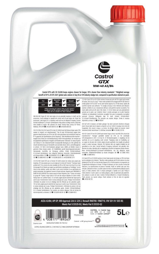 OLEO MOTOR CASTROL GTX 10W40 5L
